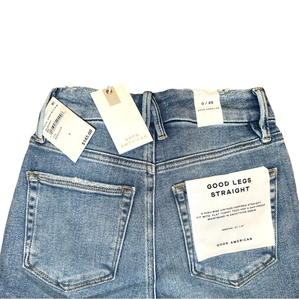 NWT Good American Good Legs Straight Jeans Distressed Size 0/25 Retail $145 - Picture 5 of 6